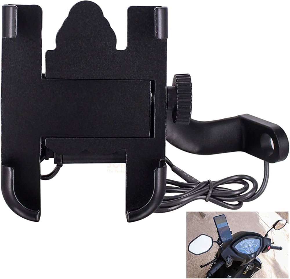 Motorcycle and Bike Phone Holder with USB Port