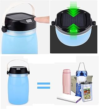 Travel and Camping Lantern Bottle with LED Lighting and Solar Charging