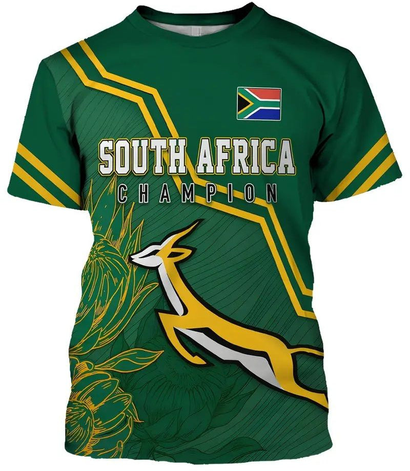 SOUTH AFRICA T-Shirt, Crew Neck Short Sleeve, Modern Style - SIZE L