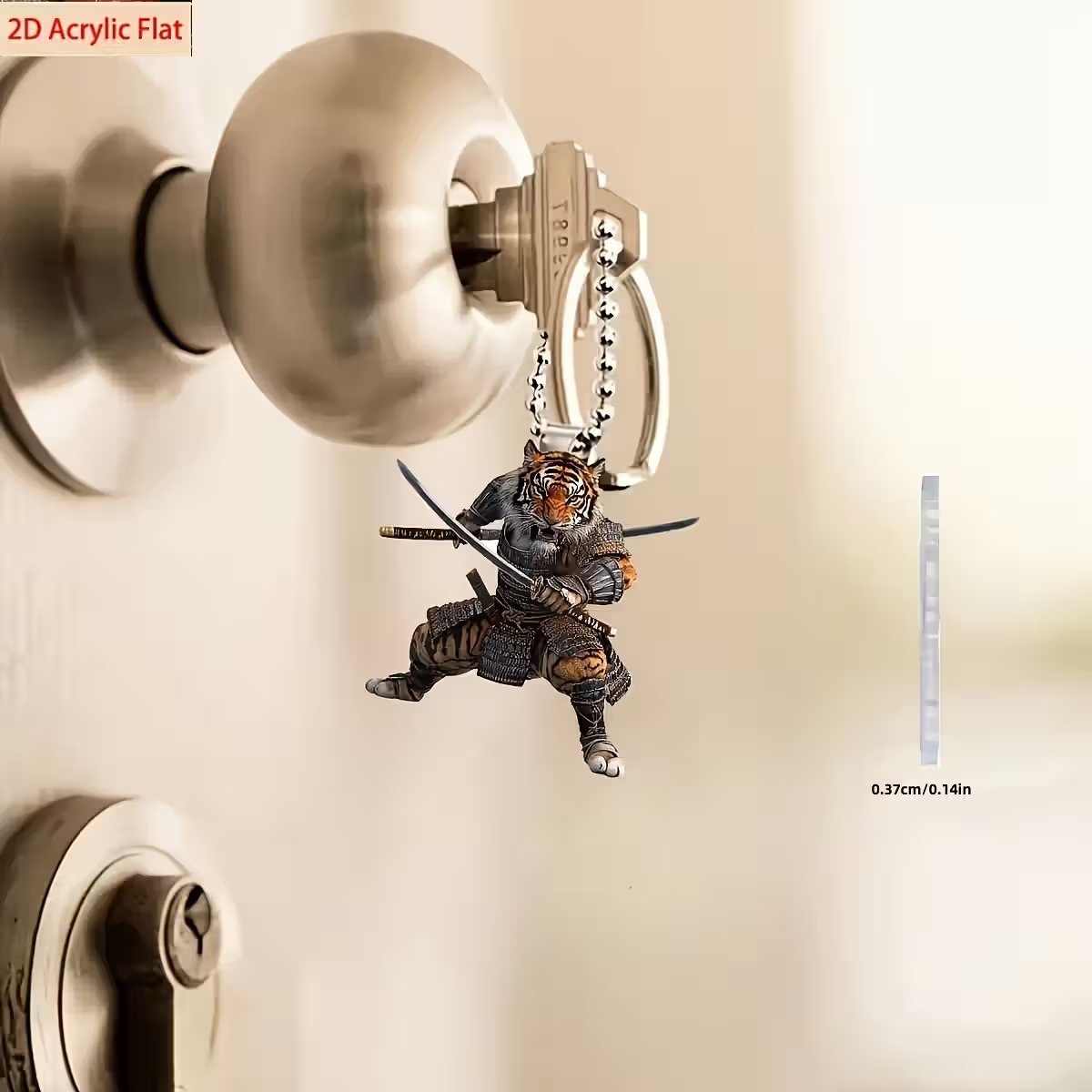 2D Flat Acrylic Car Decoration Tiger Warrior Armor Pendant