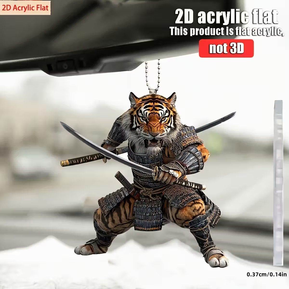 2D Flat Acrylic Car Decoration Tiger Warrior Armor Pendant