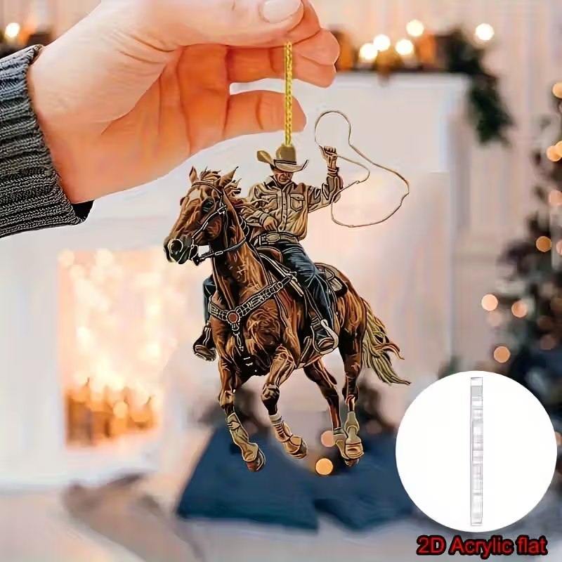 2D Flat Car Hanging Decorations Cute Riding Cowboy