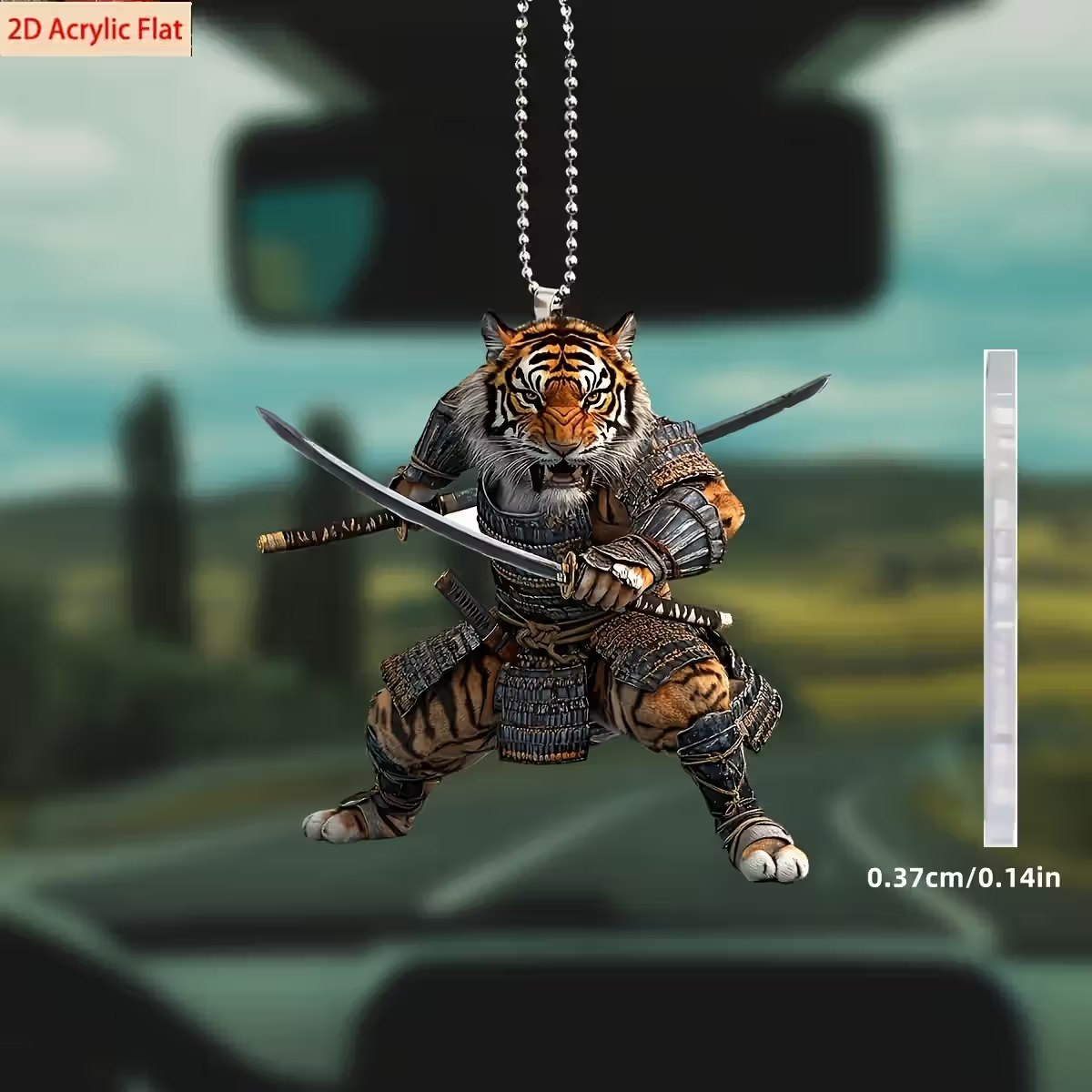 2D Flat Acrylic Car Decoration Tiger Warrior Armor Pendant