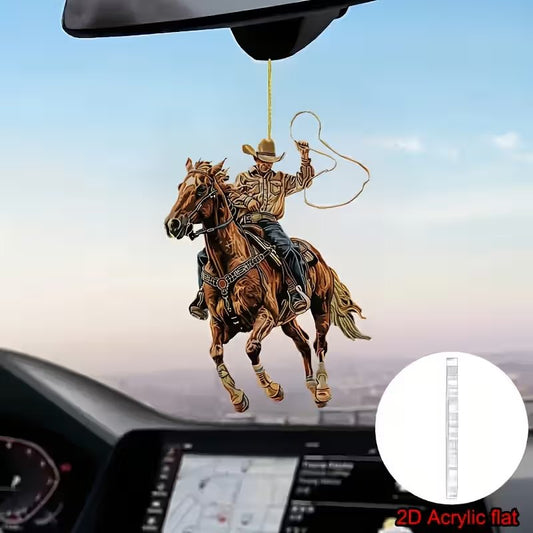 2D Flat Car Hanging Decorations Cute Riding Cowboy