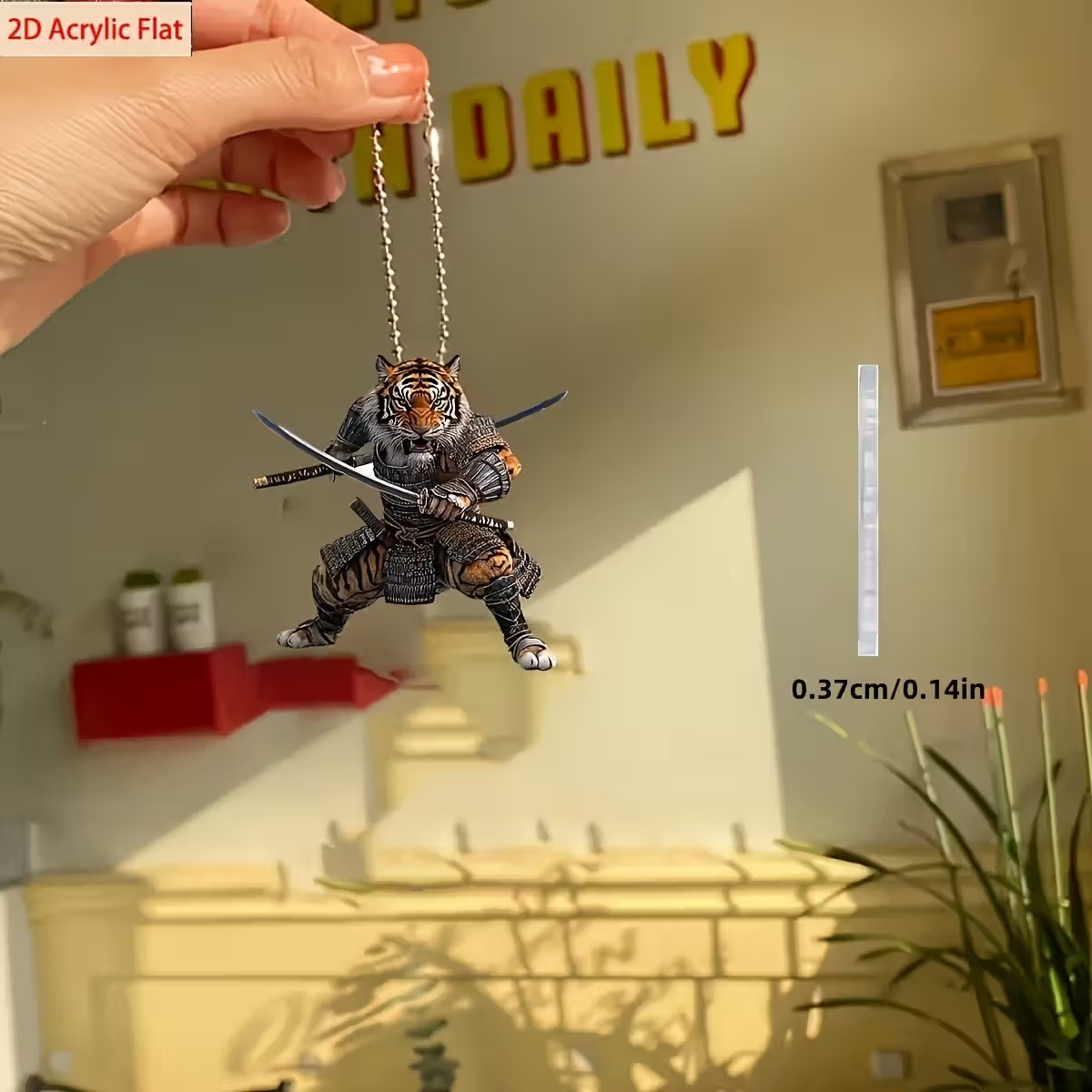 2D Flat Acrylic Car Decoration Tiger Warrior Armor Pendant