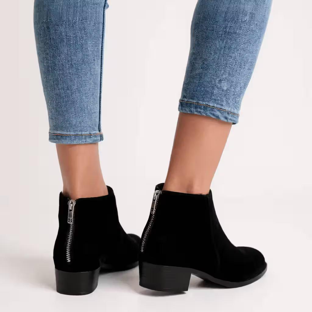 Women's Velvet Ankle Boots with Back Zipper - Size 6.5 ONLY