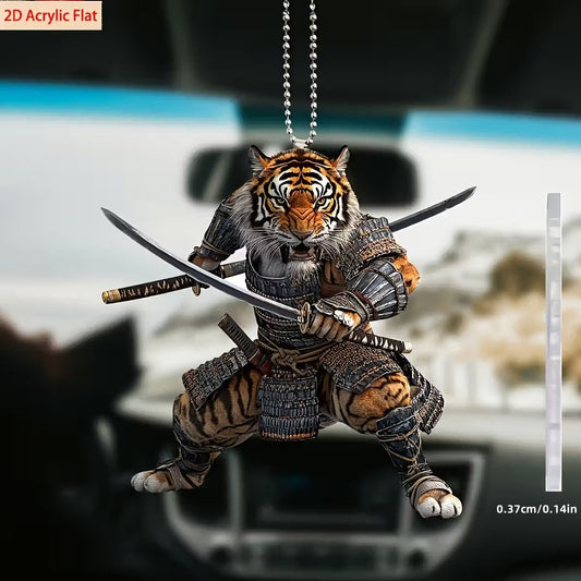 2D Flat Acrylic Car Decoration Tiger Warrior Armor Pendant