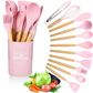 12-Piece Silicone Cooking Utensil Set - Pink
