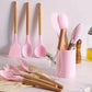 12-Piece Silicone Cooking Utensil Set - Pink