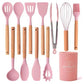 12-Piece Silicone Cooking Utensil Set - Pink