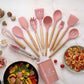 12-Piece Silicone Cooking Utensil Set - Pink