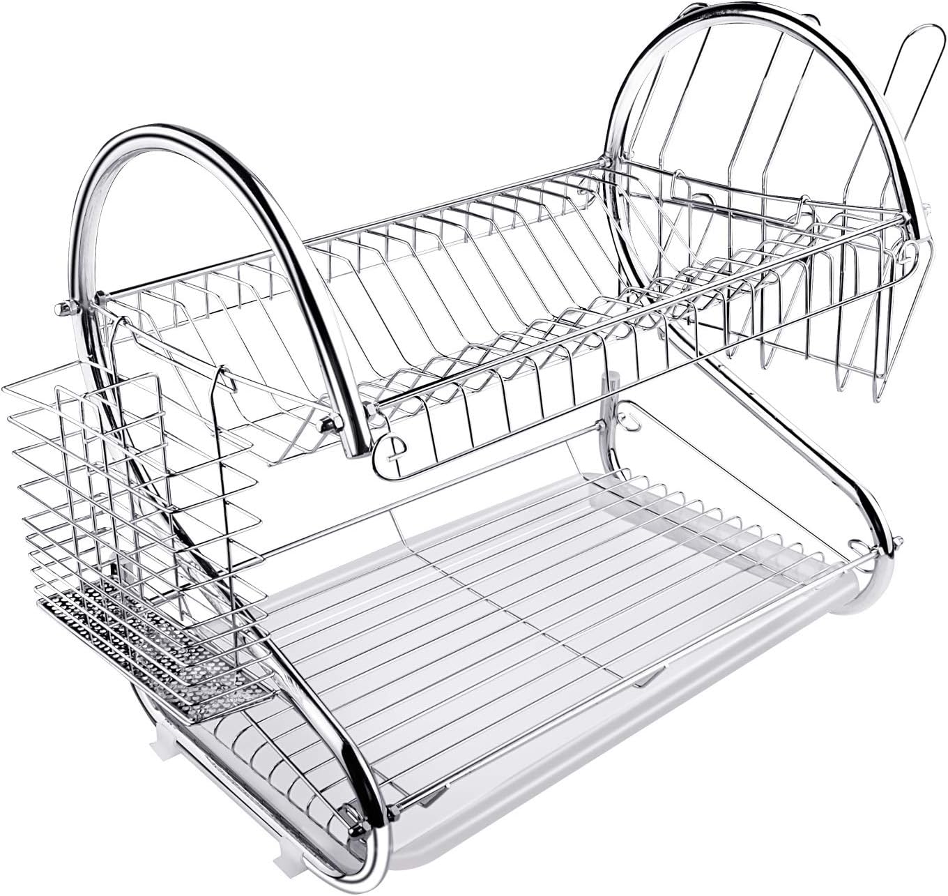 2 Tier Stainless Steel Kitchen Dish Drainer Drying Rack