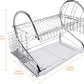 2 Tier Stainless Steel Kitchen Dish Drainer Drying Rack