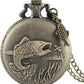 Retro Bronze Fish Quartz Pocket Watch