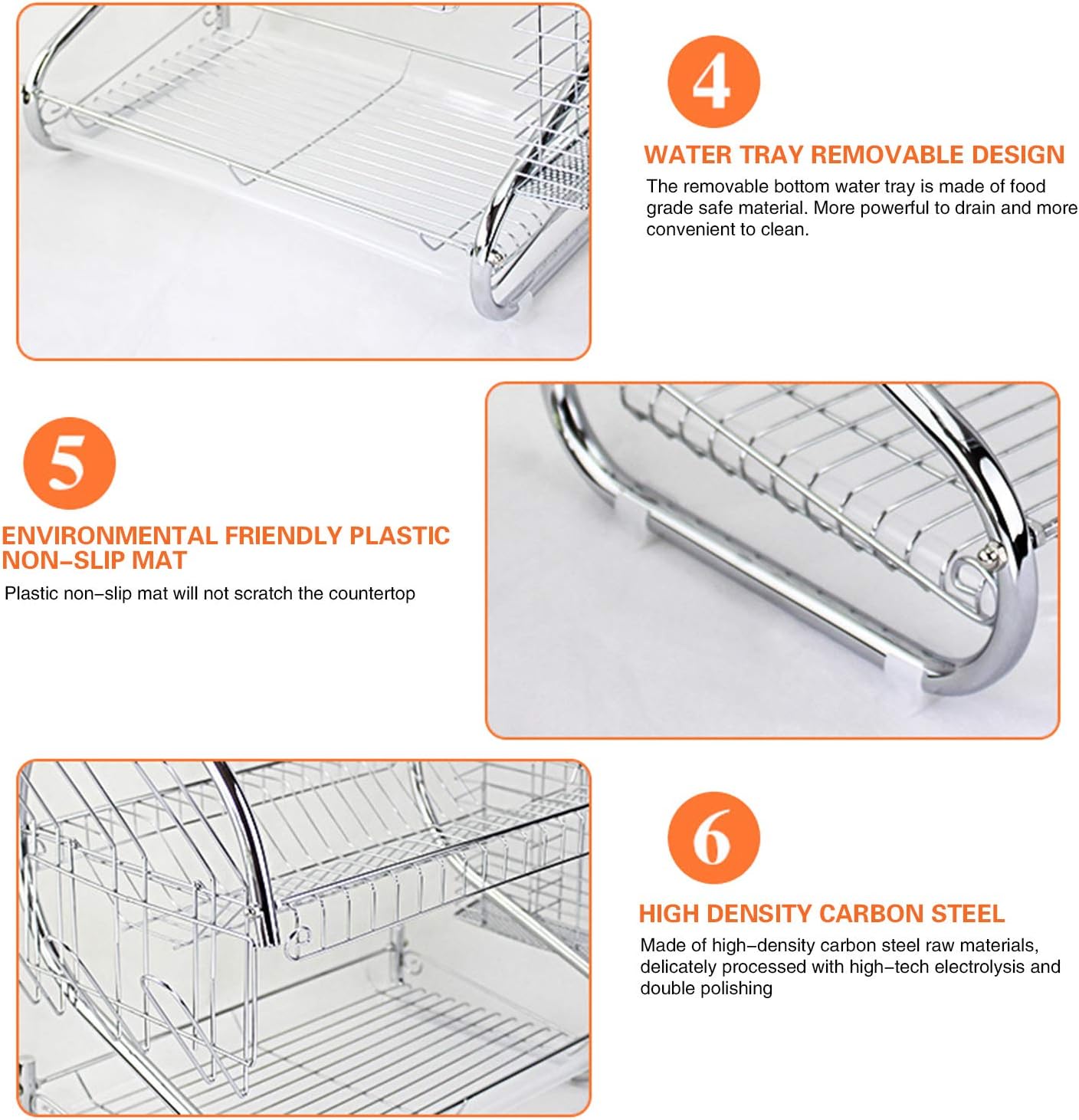 2 Tier Stainless Steel Kitchen Dish Drainer Drying Rack
