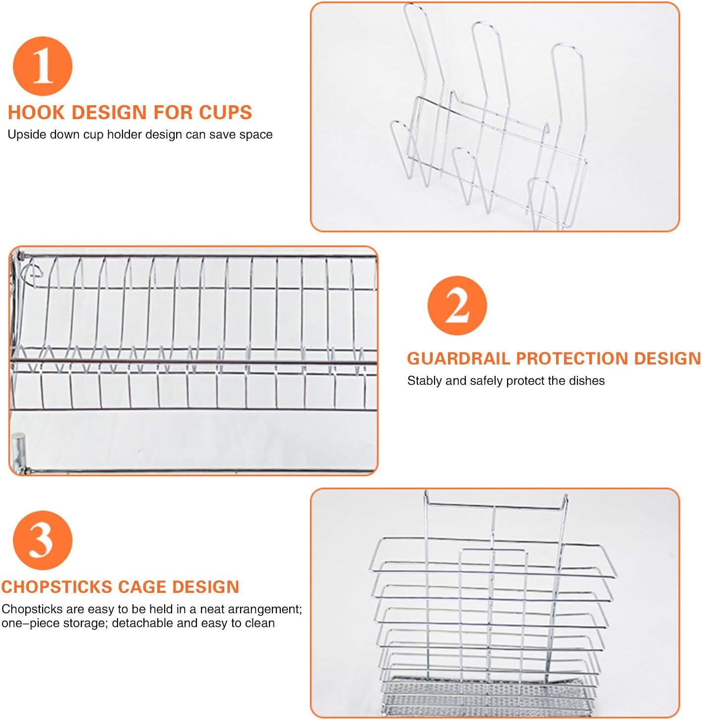 2 Tier Stainless Steel Kitchen Dish Drainer Drying Rack