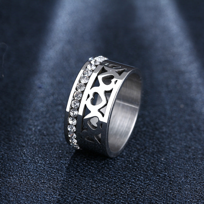 Titanium Heart Ring With Cr. Diamonds Size 10