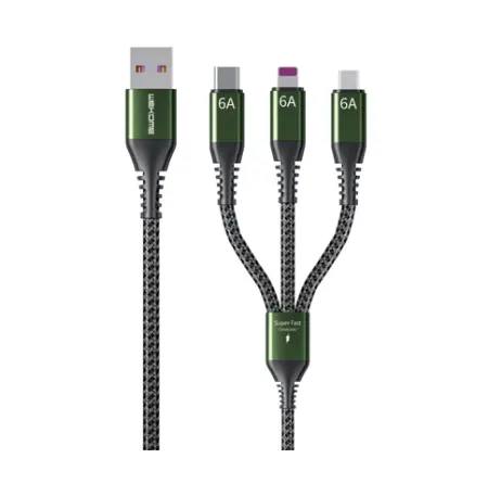 USB Fast Charge Data Cable 6A 3 in 1 Type-C Charger