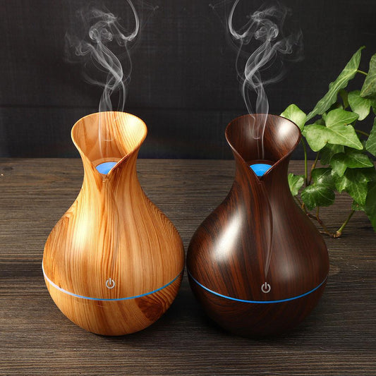 USB LED Deep Wood Grain Ultrasonic Aroma Humidifier