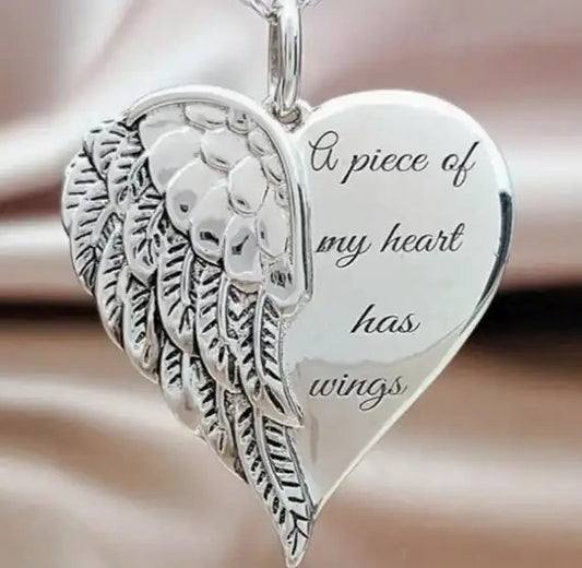 A Piece of My Heart Has Wings Pendant and Necklace