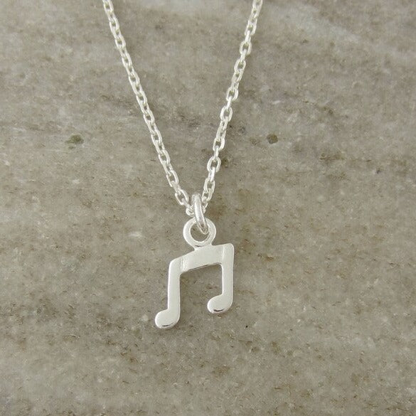 Musical Note on Silver Chain Necklace