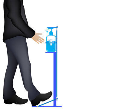 Custom Made Heavy Duty Foot Operated Self Standing Sanitizer Stand