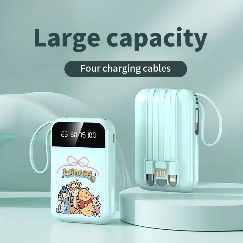 20000mah Cartoon Power Bank with 3 Cables and LED Light