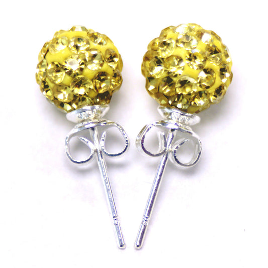 Titanium Shamballa Earrings - Lemon Yellow