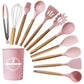 12-Piece Silicone Cooking Utensil Set - Pink
