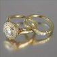 Vintage Look Ring Set with Rhinestones - Size 8