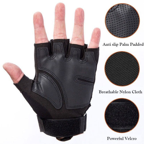 Tactical Rubber Hard Knuckle Half Finger Gloves