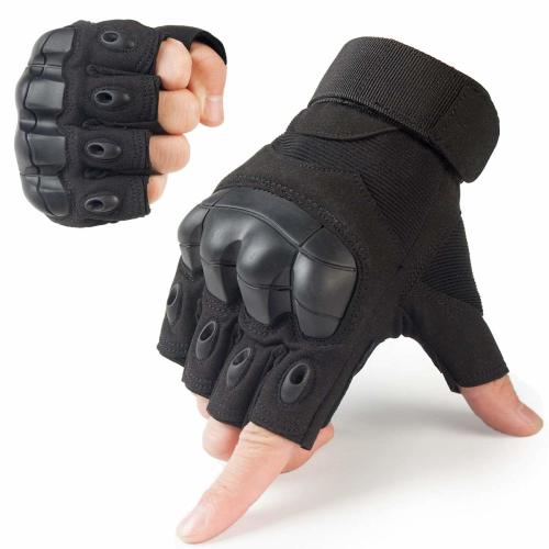 Tactical Rubber Hard Knuckle Half Finger Gloves