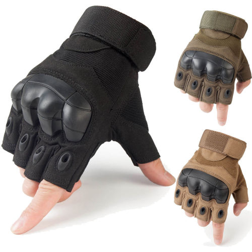 Tactical Rubber Hard Knuckle Half Finger Gloves