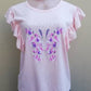 Pink Butterfly Top with Ruffles (Size 10)