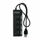 4 Port USB 2.0 Black Hub with High Speed Adapter ON/OFF Switch
