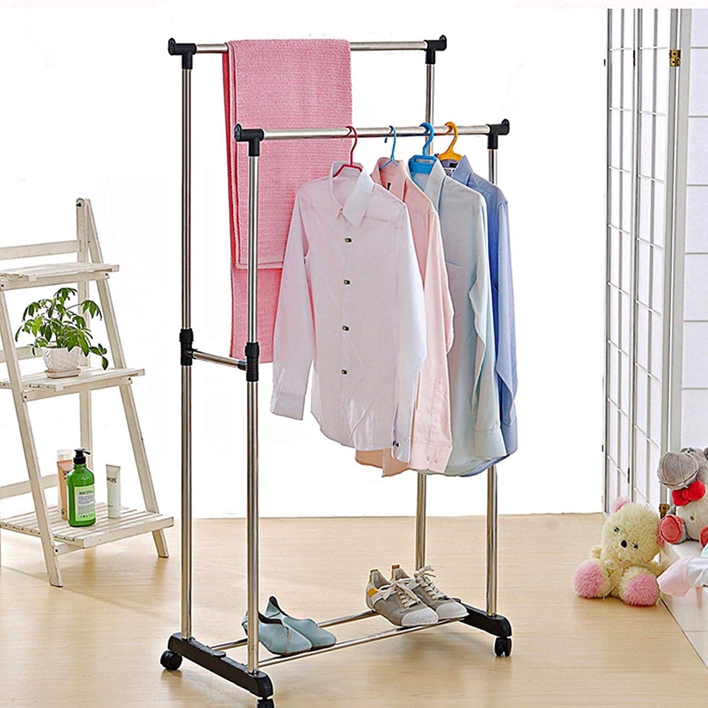 Double Pole Telescopic Clothes Rail freeshipping - Dealz4all Store