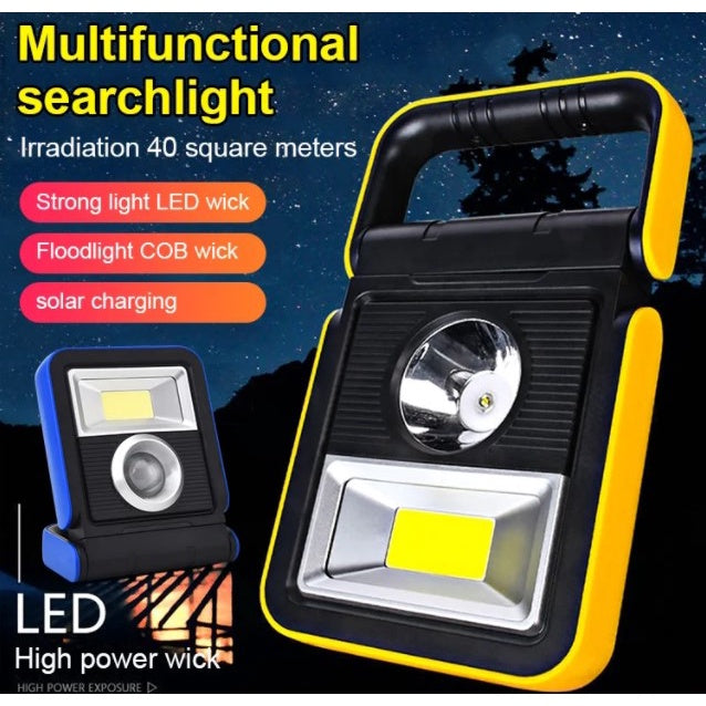 Portable COB Lamp Light with USB and Solar Charge