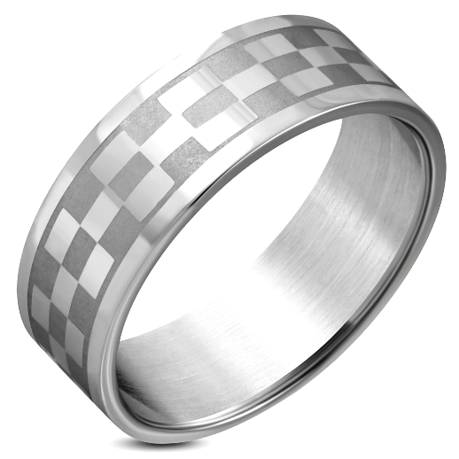 Men's Checkerboard Stainless Steel Band Ring - Size 10.5 | U 1/2 freeshipping - Dealz4all Store