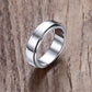 Fidget Jewelry - Stainless Steel Unisex Spinner Ring Size 7.5