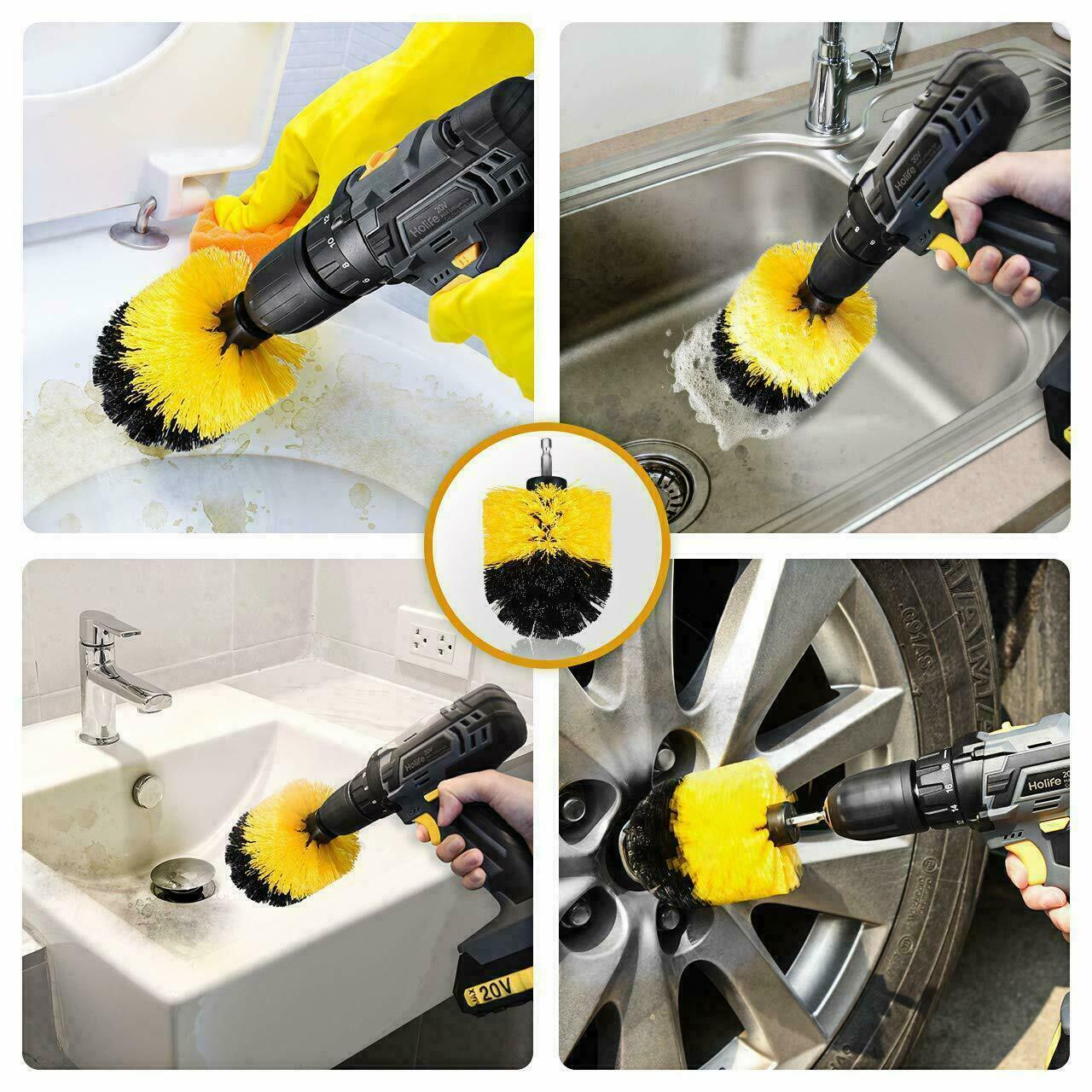 3 Piece Cleaning Brushes Kit for Electric Drill - All Purpose Power Scrubber