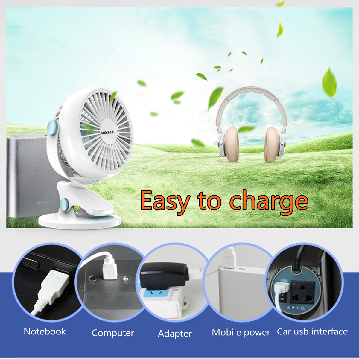 Small Rechargeable USB Clip-on Desk Fan - Perfect for Loadshedding