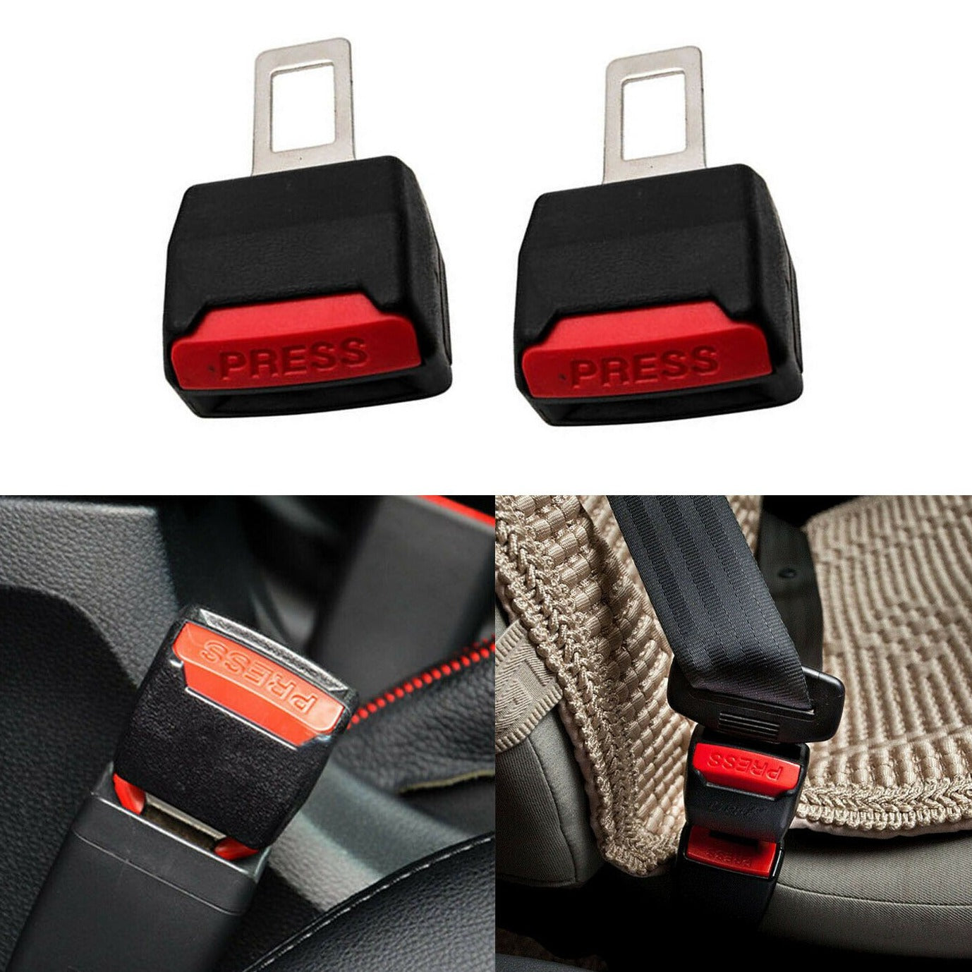2 Piece Car Safety Universal Seat Belt Buckle Extender Clip Alarm Stopper freeshipping - Dealz4all Store